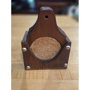 Vintage Goodwood Teak Wood and Cork Hanging Coasters Set of 6 with Stand